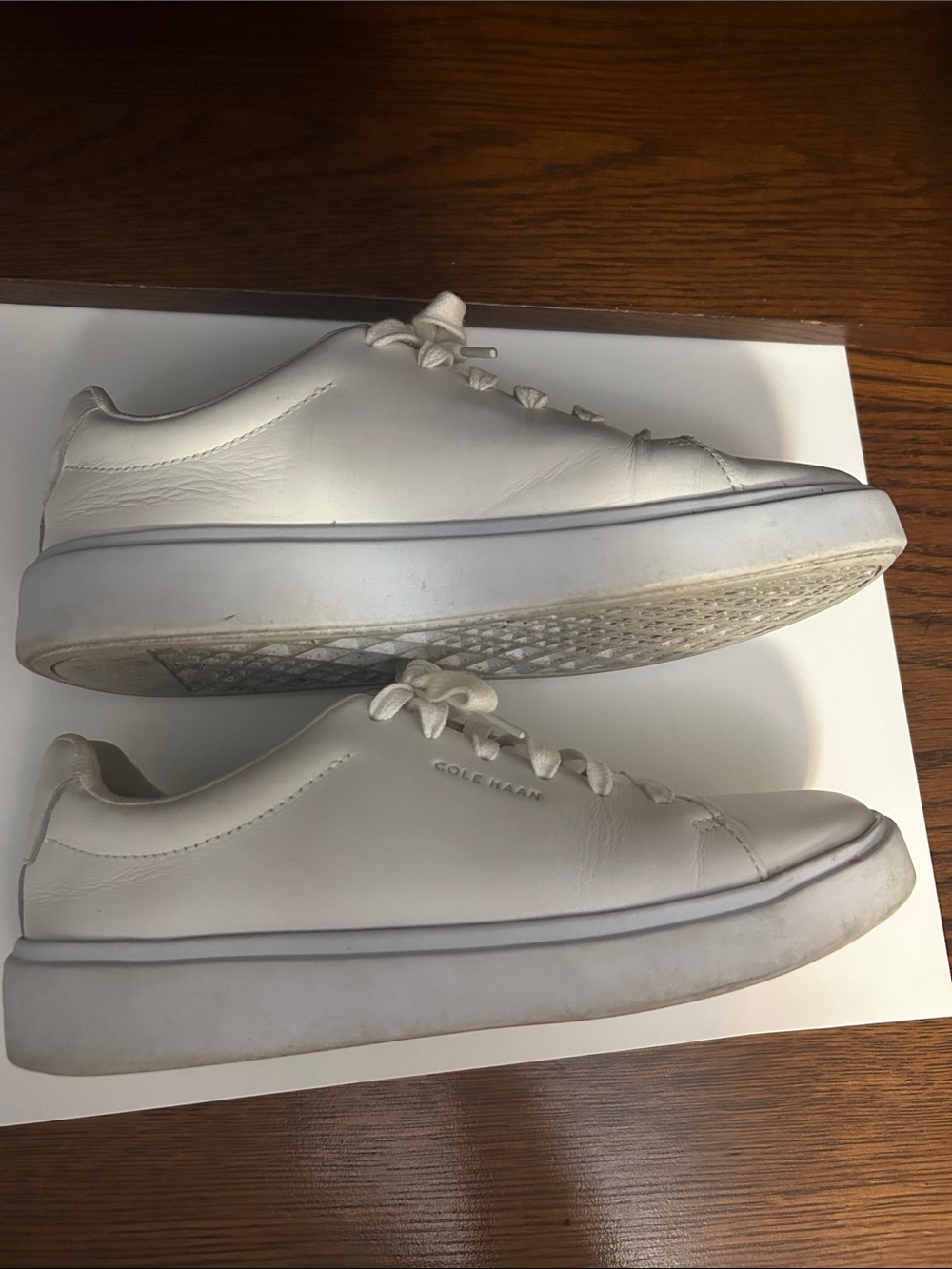 Cole Haan White Leather Lace-Up Sneakers - Picture 5 of 8